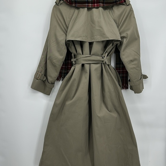 Vintage London Fog Double Breasted Plaid Lined matching Scarf Trench Coat - Picture 3 of 13